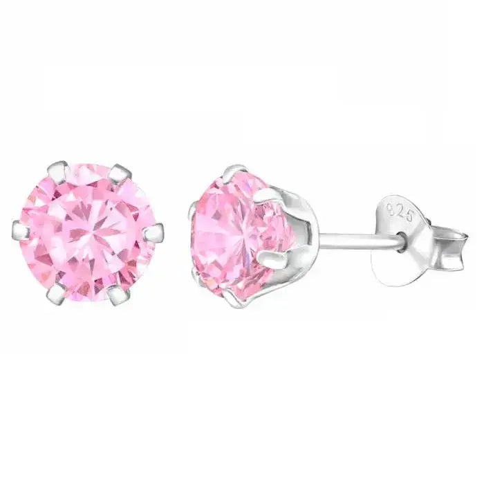 Hopeakorvakorut pyöreä zirkonia 6 mm - hopeakorvakorut