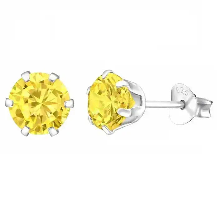 Hopeakorvakorut pyöreä zirkonia 6 mm - hopeakorvakorut