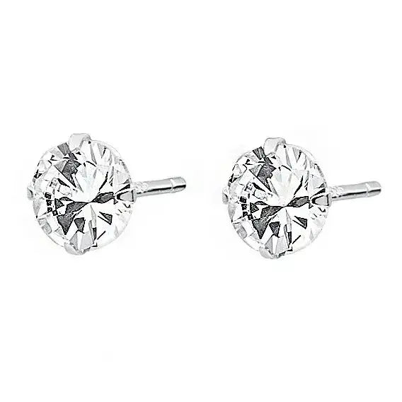 Hopeakorvakorut pyöreä zirkonia 6 mm - hopeakorvakorut