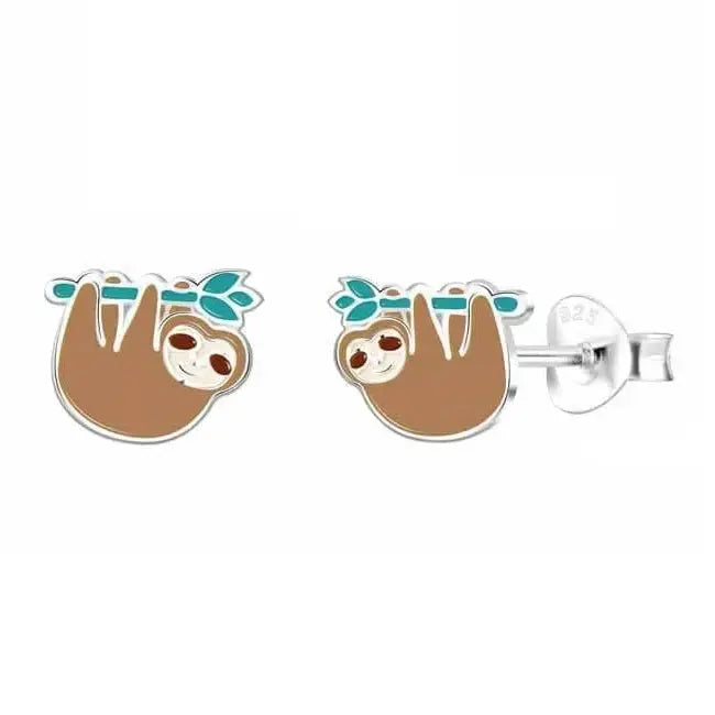 Hopeakorvakorut roikkuva laiskiainen vaaleanruskea - hopeakorvakorut