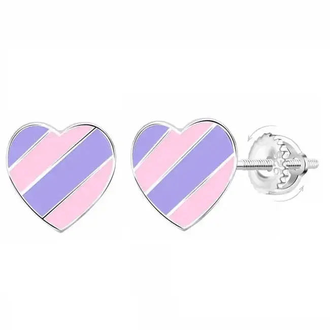 Hopeakorvakorut ruuvikiinnityksellä sydän - hopeakorvakorut