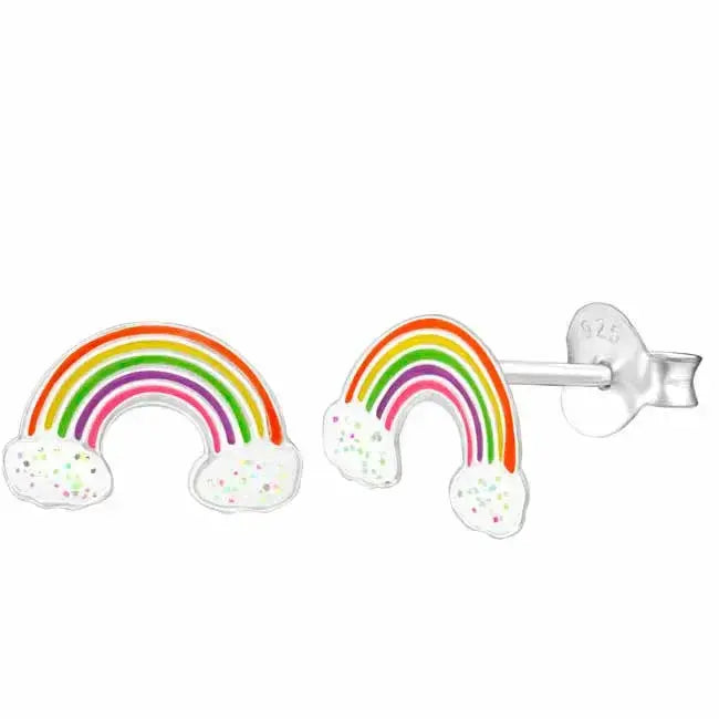 Hopeakorvakorut sateenkaari pilvillä - hopeakorvakorut