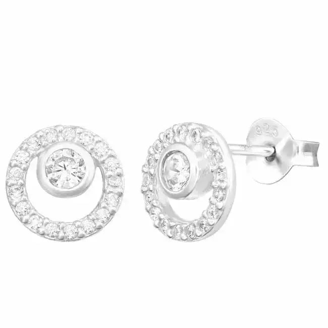 Hopeakorvakorut spiraali zirkonit - hopeakorvakorut