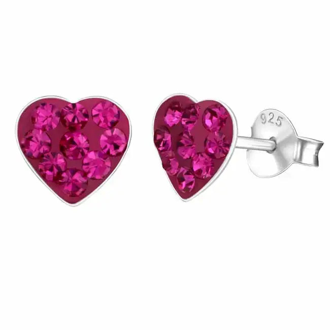 Hopeakorvakorut sydämet lila - hopeakorvakorut