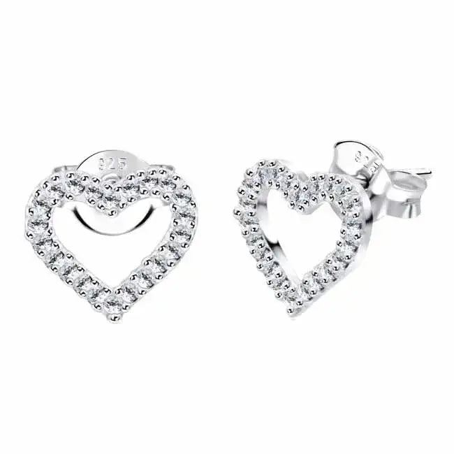 Hopeakorvakorut sydän kehä zirkoneilla - hopeakorvakorut