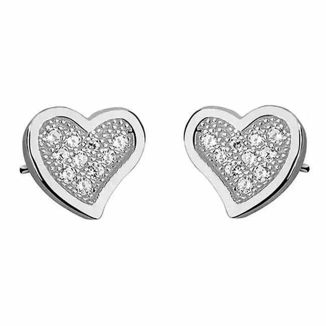 Hopeakorvakorut sydän zirkoneilla - hopeakorvakorut