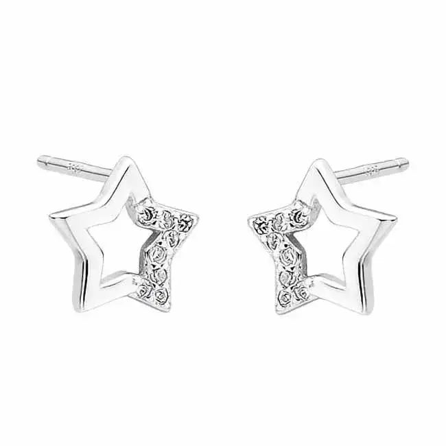 Hopeakorvakorut tähti zirkonit - hopeakorvakorut