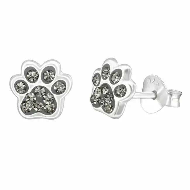 Hopeakorvakorut tassunjälki harmaat zirkoniat - hopeakorvakorut