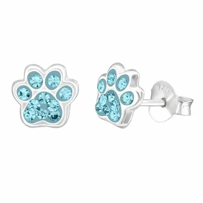 Hopeakorvakorut tassunjälki vaaleansiniset zirkoniat - hopeakorvakorut