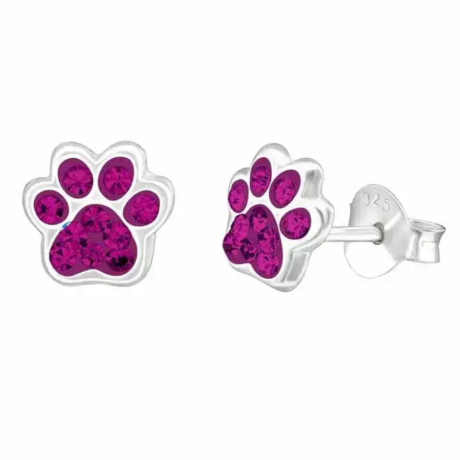 Hopeakorvakorut tassunjälki violetit zirkoniat - hopeakorvakorut