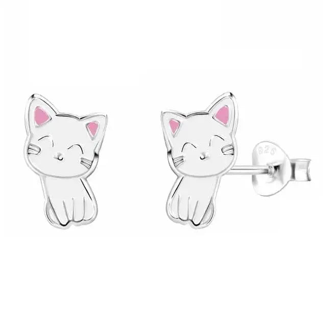 Hopeakorvakorut valkoinen kissa - hopeakorvakorut