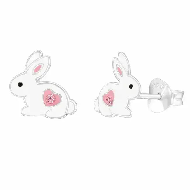 Hopeakorvakorut valkoinen pupu - hopeakorvakorut