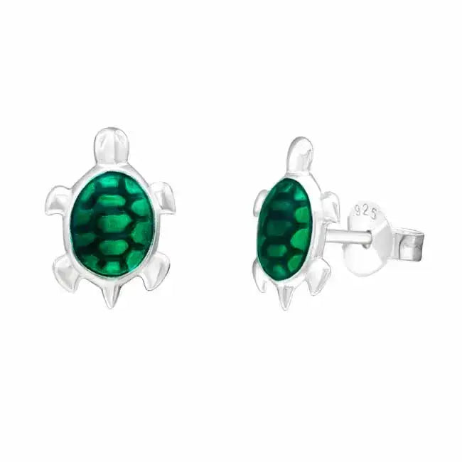 Hopeakorvakorut vihreä kilpikonna - hopeakorvakorut