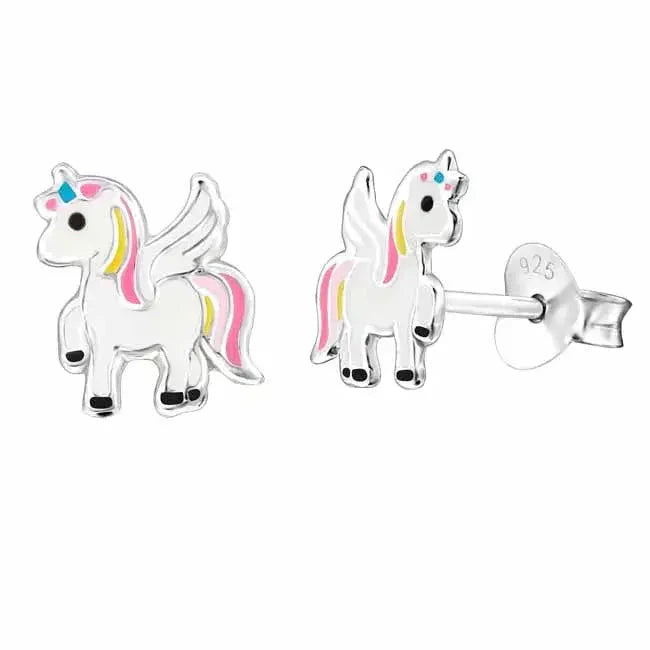 Hopeakorvakorut yksisarvinen värikäs - hopeakorvakorut