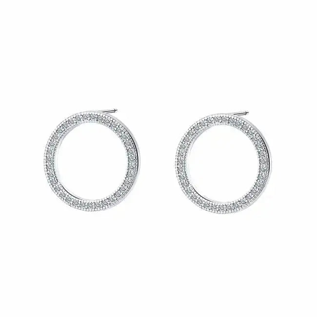 Hopeakorvakorut zirkonia kehä - hopeakorvakorut