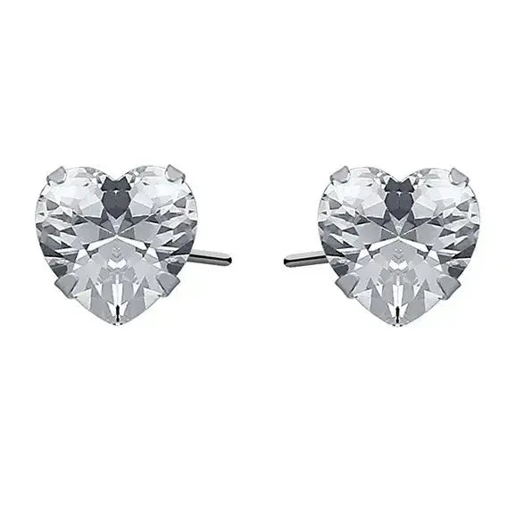 Hopeakorvakorut zirkonia sydän 7 mm - hopeakorvakorut