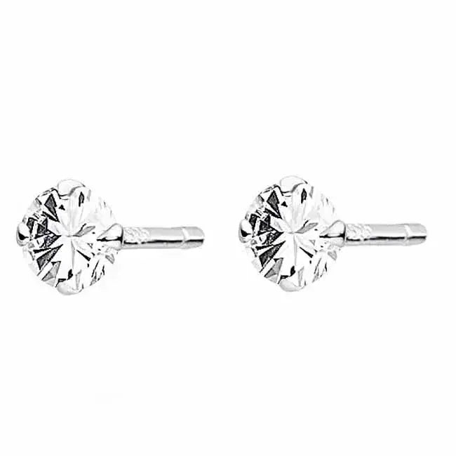 Hopeakorvakorut zirkonianappi 4 mm - hopeakorvakorut