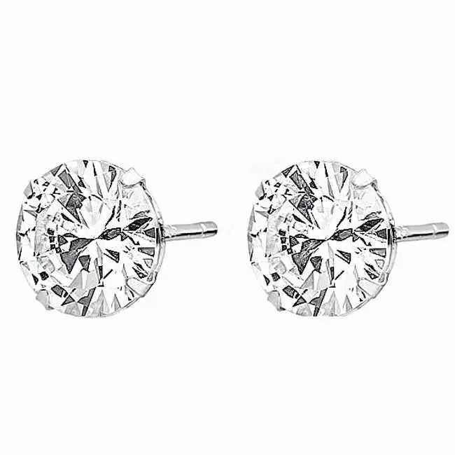 Hopeakorvakorut zirkonianappi 8 mm - hopeakorvakorut