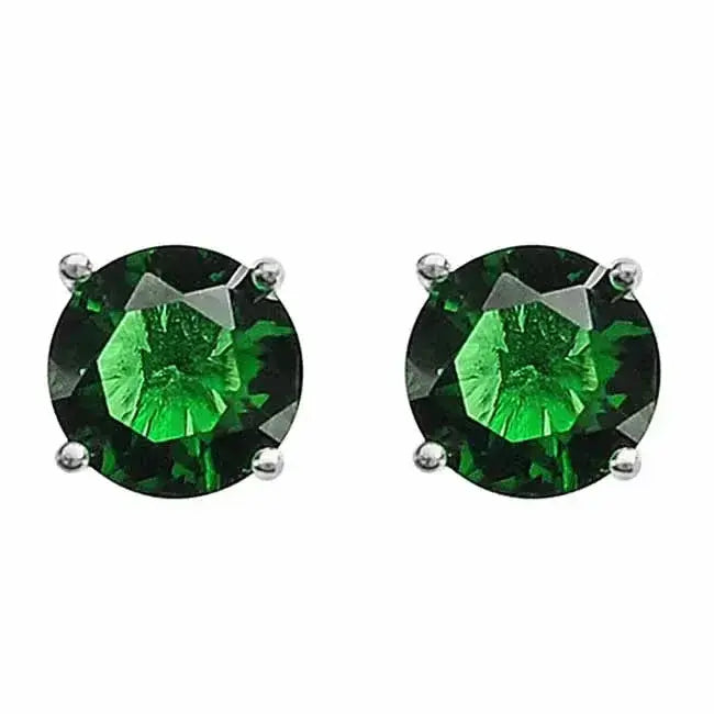 Hopeakorvakorut zirkonianappi tummanvihreä 6 mm - hopeakorvakorut