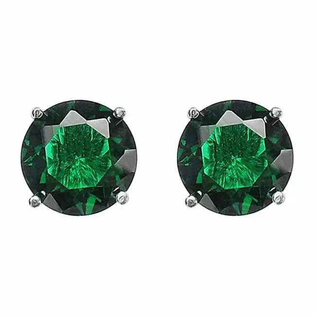 Hopeakorvakorut zirkonianappi tummanvihreä 8 mm - hopeakorvakorut