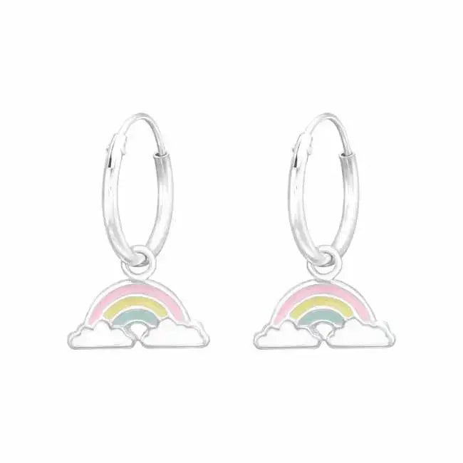 Hopeakorvarenkaat sateenkaari - hopeakorvakorut