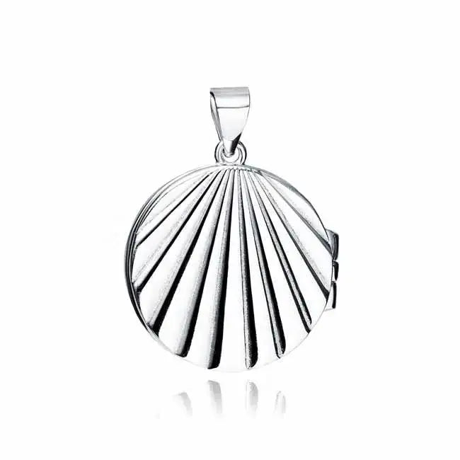 Hopeamedaljonki simpukankuori - hopeakaulakoru