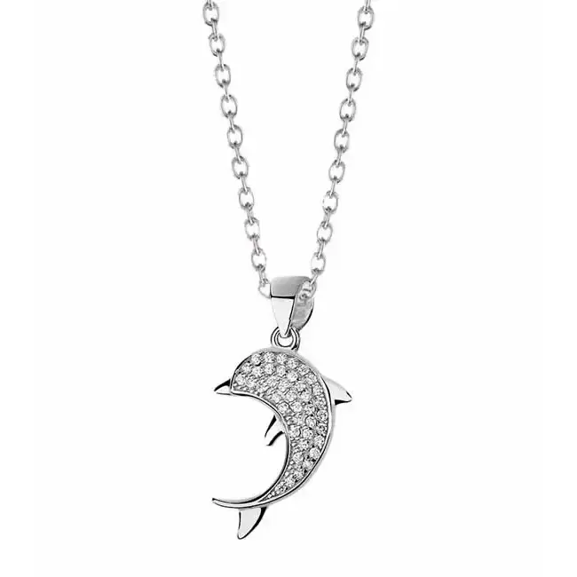 Hopeariipus delfiini kirkkaat zirkoniat - hopeakaulakoru