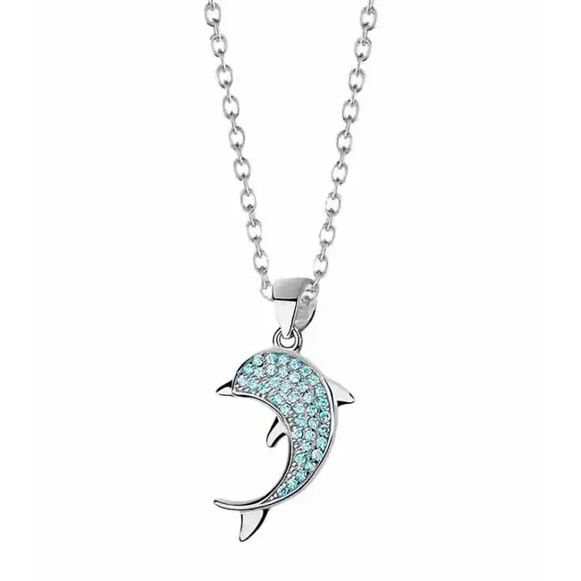 Hopeariipus delfiini siniset zirkoniat - hopeakaulakoru