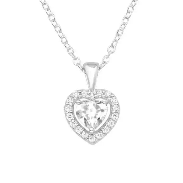 Hopeariipus sydän zirkoneilla - hopeakaulakoru