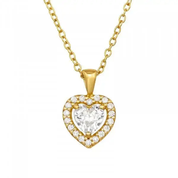 Hopeariipus sydän zirkoneilla kullattu - hopeakaulakoru