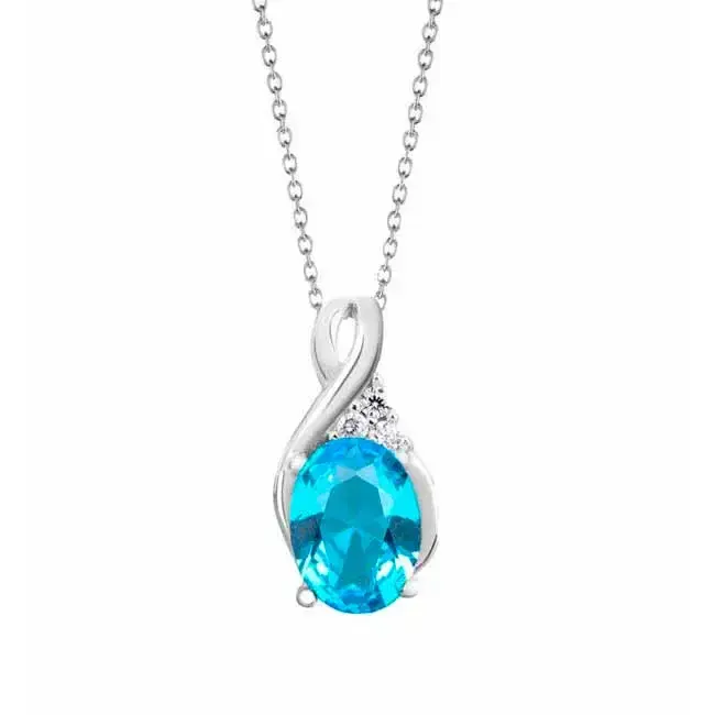 Hopeariipus vaaleansinisellä zirkonialla - hopeakaulakoru