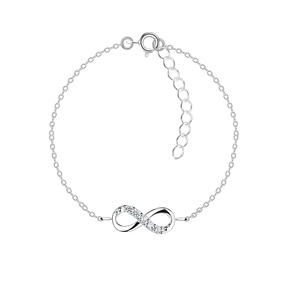 Hopeinen Infinity-rannekoru zirkonia-kivillä HM Koru