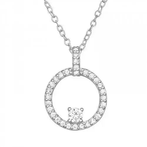 Hopeinen kaulakoru rengas zirkoneilla - hopeakaulakoru