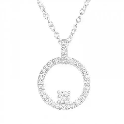 Hopeinen kaulakoru rengas zirkoniat - hopeakaulakoru