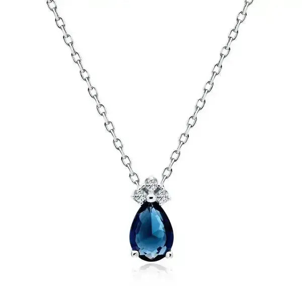 Hopeinen kaulakoru sinisellä zirkonialla - hopeakaulakoru