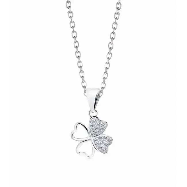 Hopeinen neliapilariipus zirkoneilla - hopeakaulakoru