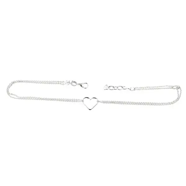 Hopeinen nilkkakoru sydämellä - nilkkakoru