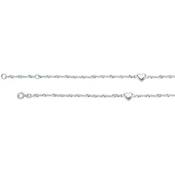 Hopeinen nilkkakoru sydämillä - nilkkakoru