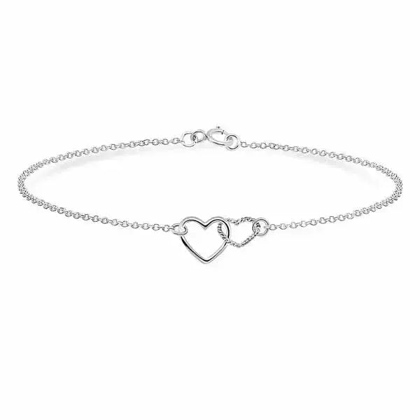 Hopeinen sydänrannekoru - hopearannekoru