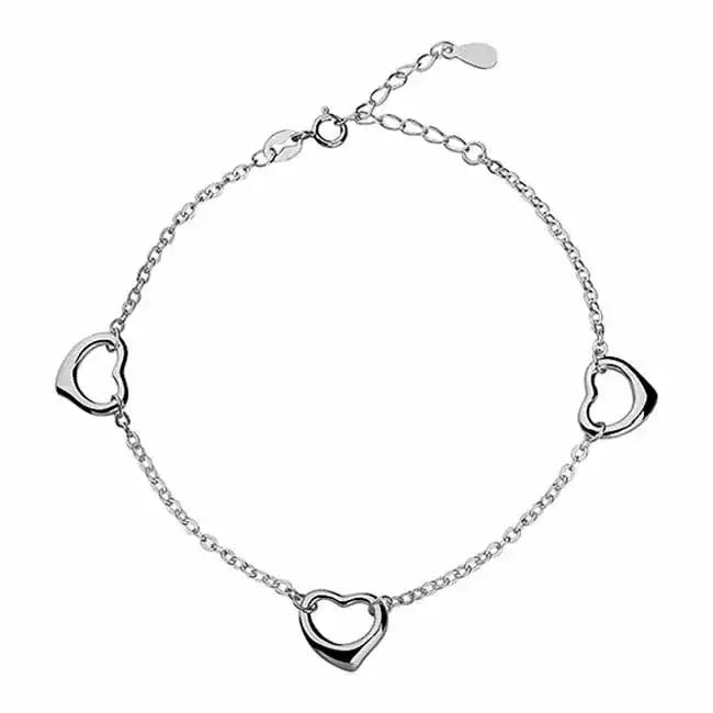 Hopeinen sydänrannekoru - hopearannekoru