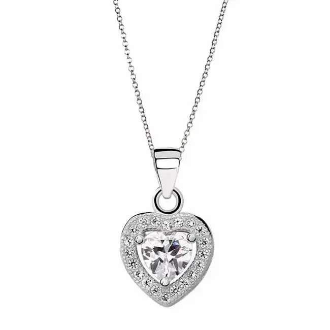 Hopeinen sydänriipus halo zirkoniat - hopeakaulakoru