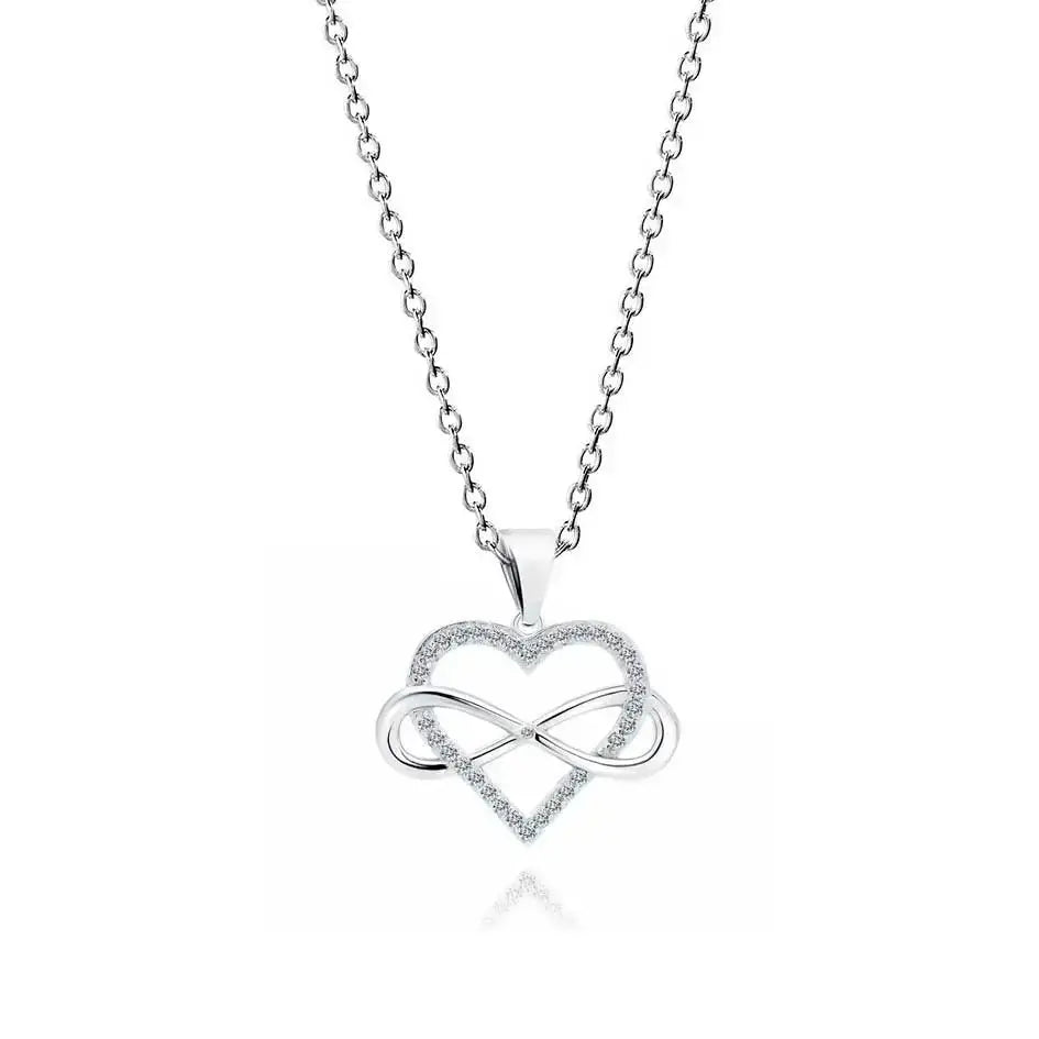 Hopeinen sydänriipus infinity-symbolilla - hopeakaulakoru