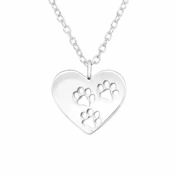 Hopeinen sydäntassu kaulakoru - hopeakaulakoru