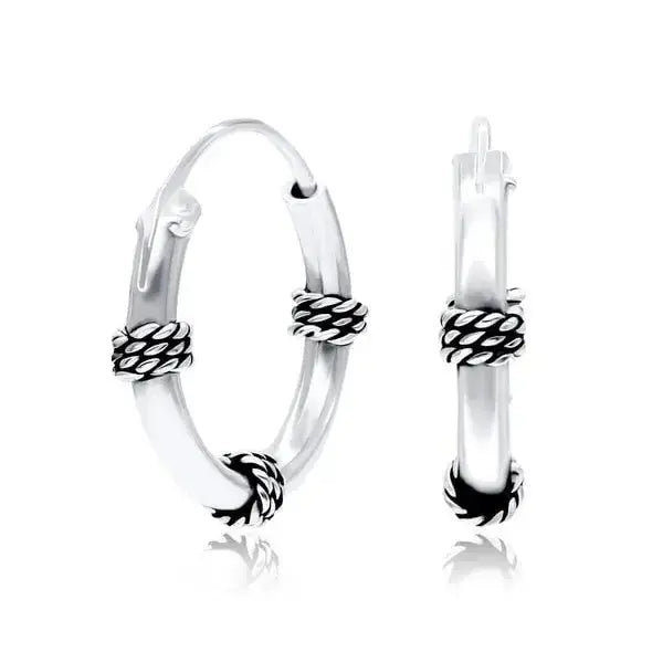 Hopeiset bali korvarenkaat - hopeakorvakorut