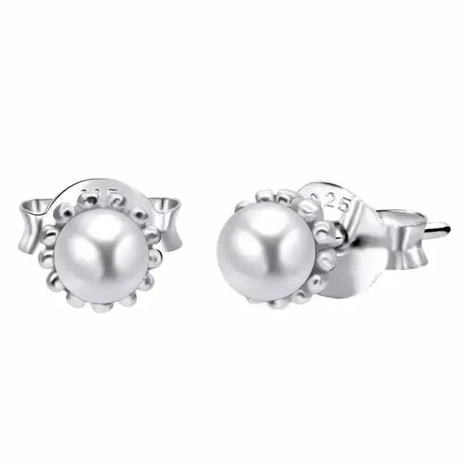 Hopeiset helmikorvakorut kruunu-istutus - hopeakorvakorut