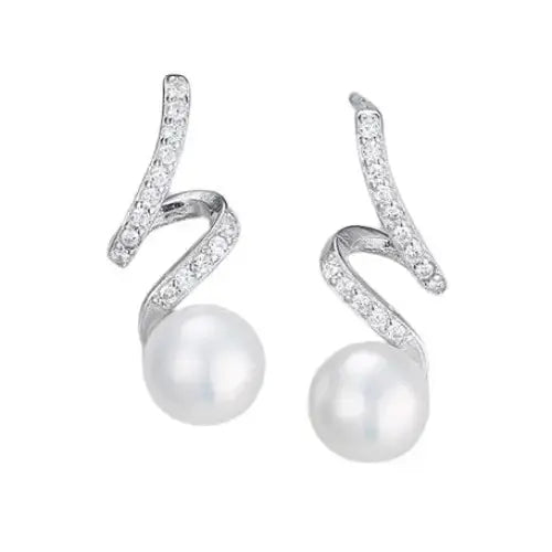 Hopeiset helmikorvakorut spiraali - hopeakorvakorut