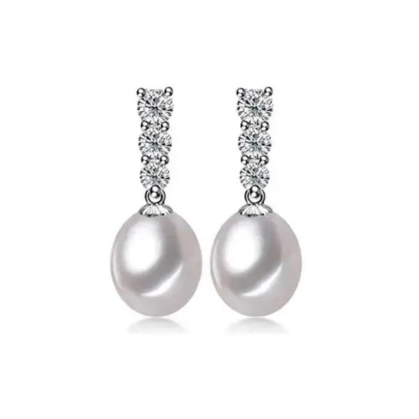 Hopeiset helmikorvakorut zirkoneilla - hopeakorvakorut