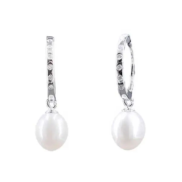 Hopeiset helmikorvarenkaat zirkoneilla - hopeakorvakorut