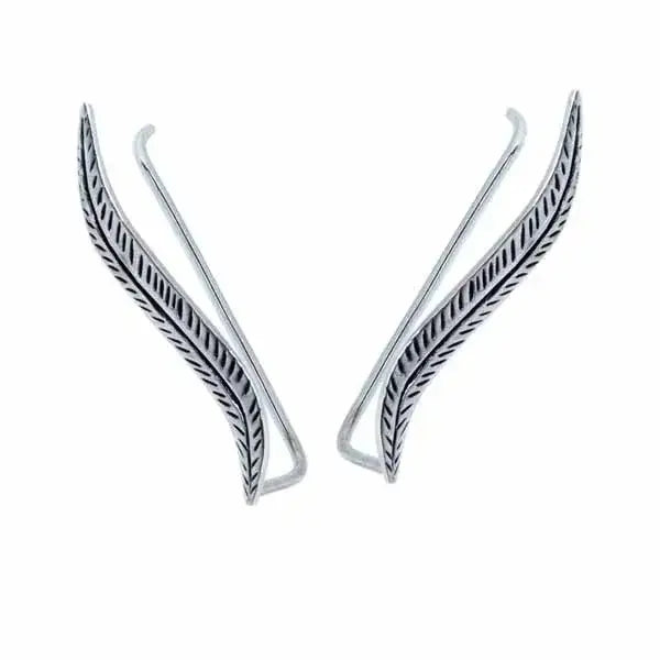 Hopeiset kiipijä korvakorut sulka - hopeakorvakorut