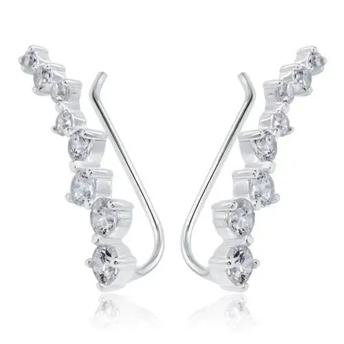 Hopeiset kiipijä korvakorut zirkoneilla - hopeakorvakorut